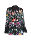 VALENTINO FEATHER-TRIMMED SILK PAJAMA BLOUSE,400014906170