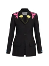 VALENTINO FLOWER-EMBELLISHED WOOL BLAZER,400014905435