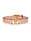 Valentino Garavani Vlogo Leather Bracelet In ベビーピンク
