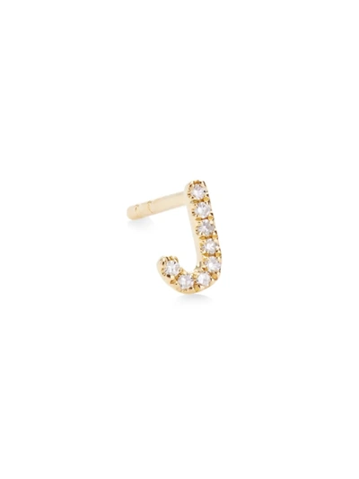 Saks Fifth Avenue Women's 14k Yellow Gold & 0.03 Tcw Diamond Initial Stud Earring In Initial J