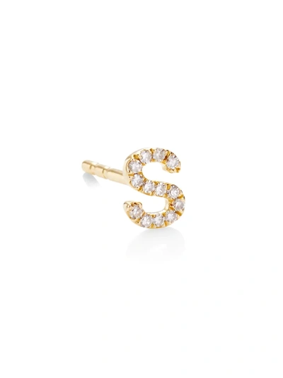 Saks Fifth Avenue Women's 14k Yellow Gold & 0.03 Tcw Diamond Initial Stud Earring