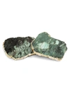 Anna New York Kivita 2-piece 24k Goldplated Pure Emerald Coaster Set In Pure Emerald/gold