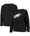 Fanatics Women's Plus Size Black Philadelphia Eagles Primary Logo Long Sleeve T-shirt In Black