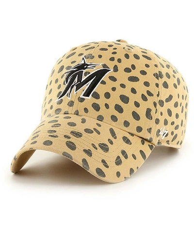 47 Brand Women's Tan Miami Marlins Cheetah Clean Up Adjustable Hat In Multi