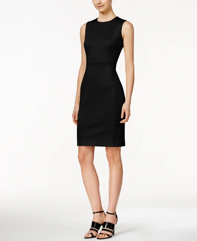 Calvin Klein Petite Scuba Crepe Sheath Dress In Black