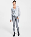 Inc International Concepts Shine Ruffle Top, Created For Macy's In Silver