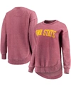 PRESSBOX WOMEN'S CARDINAL IOWA STATE CYCLONES VINTAGE-LIKE WASH PULLOVER SWEATSHIRT