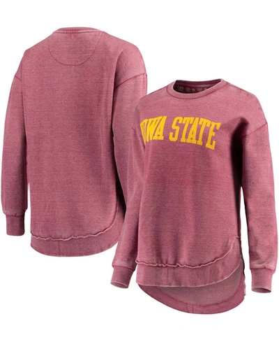 PRESSBOX WOMEN'S CARDINAL IOWA STATE CYCLONES VINTAGE-LIKE WASH PULLOVER SWEATSHIRT