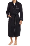 Majestic Men's Cashmere Braid-trim Shawl Robe In Blackness W/silver Braid