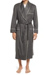 Majestic Men's Cashmere Braid-trim Shawl Robe In Fog W/cream Braid