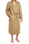 Majestic Men's Cashmere Braid-trim Shawl Robe In Cashew W/ Black Braid