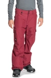 Quiksilver Porter Ski Pants In Ruby Wine - Solid