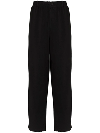 Balenciaga Black Viscose Wide Trousers With Elastic Waist