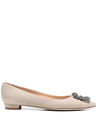 Manolo Blahnik Hangisi Ballerina Shoes In Nude
