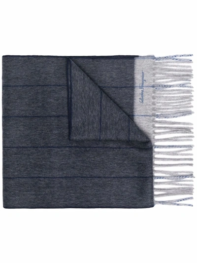 Ferragamo Embroidered Logo Scarf In Blau
