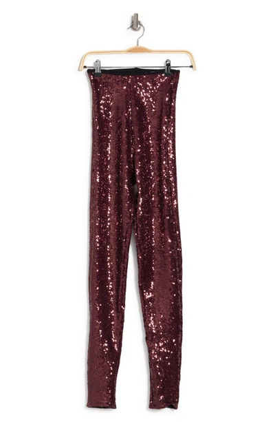 Commando High Waist Sequin Leggings In Wine