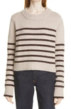 La Ligne Mini Marin Striped Wool And Cashmere-blend Sweater In Tan/ Dark Brown