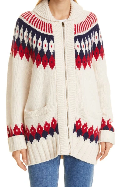 Re/done 50s Oversized Fair Isle Wool Cardigan In Multi-colour