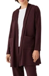 Eileen Fisher Open Front Hooded Cardigan In Casis