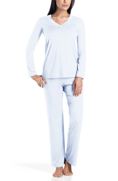 Hanro Knit Pajamas In Celestrial Blue Mele