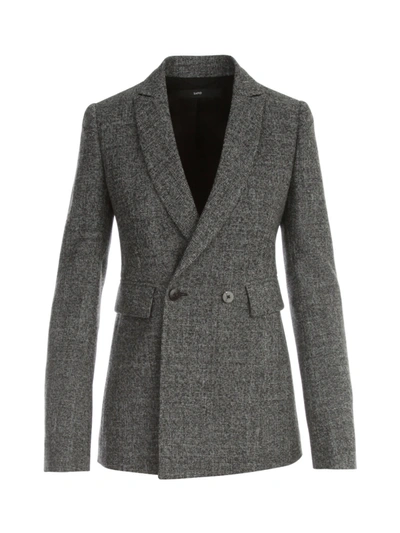 Sapio Brushed Wool Double Breast Jacket In Grey