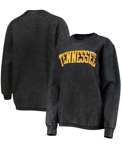 Pressbox Women's Black Tennessee Volunteers Comfy Cord Vintage-like Wash Basic Arch Pullover Sweatshirt