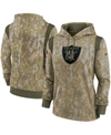 NIKE WOMEN'S OLIVE LAS VEGAS RAIDERS 2021 SALUTE TO SERVICE THERMA PERFORMANCE PULLOVER HOODIE