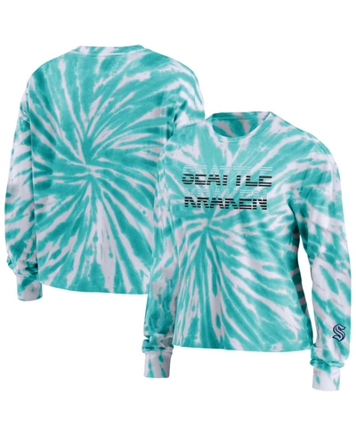 Wear By Erin Andrews Women's Light Blue Seattle Kraken Tie-dye Long Sleeve T-shirt