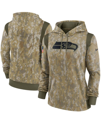 Nike Women's Olive Seattle Seahawks 2021 Salute To Service Therma Performance Pullover Hoodie