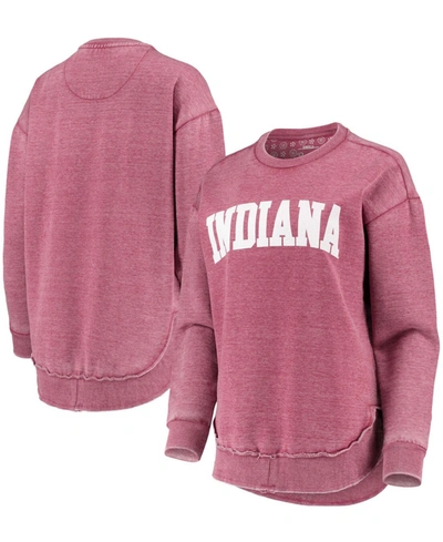 PRESSBOX WOMEN'S CRIMSON INDIANA HOOSIERS VINTAGE-LIKE WASH PULLOVER SWEATSHIRT