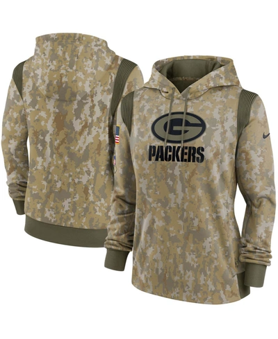 Nike Women's Olive Green Bay Packers 2021 Salute To Service Therma Performance Pullover Hoodie