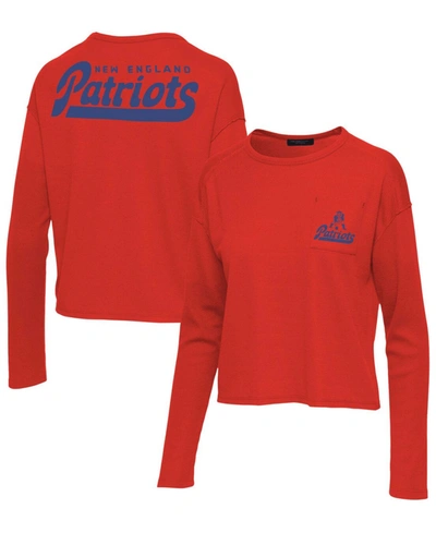JUNK FOOD WOMEN'S RED NEW ENGLAND PATRIOTS POCKET THERMAL LONG SLEEVE T-SHIRT