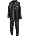 Wear By Erin Andrews Women's Black Anaheim Ducks Long Sleeve Button-up Shirt And Pants Sleep Set In Black