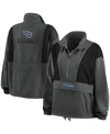 Wear By Erin Andrews Women's Charcoal Tennessee Titans Popover Packable Half-zip Jacket In Charcoal