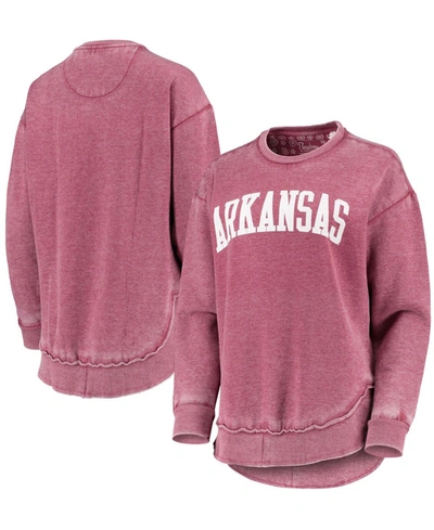 PRESSBOX WOMEN'S CARDINAL ARKANSAS RAZORBACKS VINTAGE-LIKE WASH PULLOVER SWEATSHIRT
