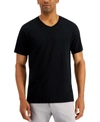Alfani Men's Regular-fit V-neck Solid Undershirts, Pack Of 4, Created For Macy's In Black