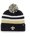 47 Brand Men's Black New Orleans Saints State Line Cuffed Knit Hat With Pom In Black