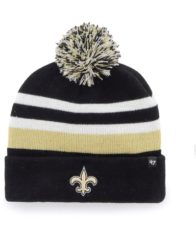 47 Brand Men's Black New Orleans Saints State Line Cuffed Knit Hat With Pom