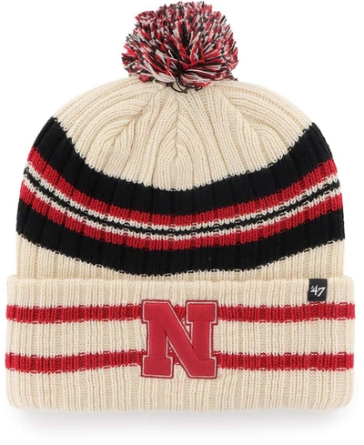 47 Brand Men's Natural Nebraska Huskers Hone Cuffed Knit Hat With Pom