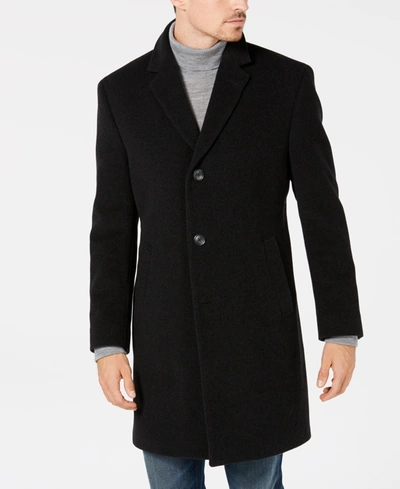 Nautica Men's Barge Classic Fit Wool/cashmere Blend Solid Overcoat In Charcoal