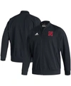 ADIDAS ORIGINALS MEN'S BLACK NEBRASKA HUSKERS 2021 SIDELINE WOVEN FULL-ZIP BOMBER JACKET