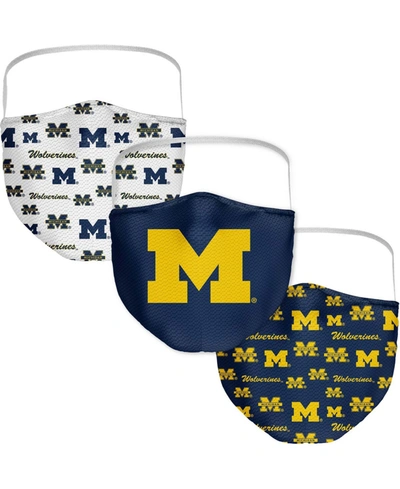 Fanatics Multi Adult Michigan Wolverines All Over Logo Face Covering 3-pack