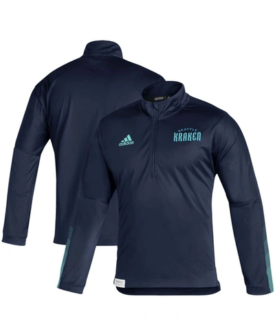 Adidas Originals Adidas Deep Sea Blue Seattle Kraken Primeblue Quarter-zip Jacket