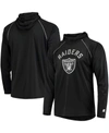 STARTER MEN'S BLACK LAS VEGAS RAIDERS RAGLAN LONG SLEEVE HOODIE T-SHIRT