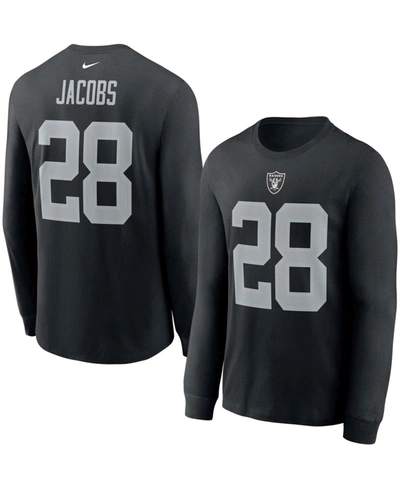 Nike Men's Josh Jacobs Black Las Vegas Raiders Player Name And Number Long Sleeve T-shirt