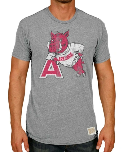 Retro Brand Men's Heather Gray Arkansas Razorbacks Vintage-inspired Hog A Tri-blend T-shirt