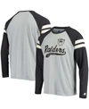 Starter Men's Silver And Black Las Vegas Raiders Throwback League Raglan Long Sleeve Tri-blend T-shirt In Silver/black