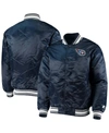 Starter Men's Navy Tennessee Titans Locker Room Satin Varsity Full-snap Jacket In Navy