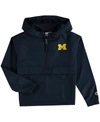 Champion Youth Navy Michigan Wolverines Pack And Go Quarter-zip Windbreaker Jacket In Navy
