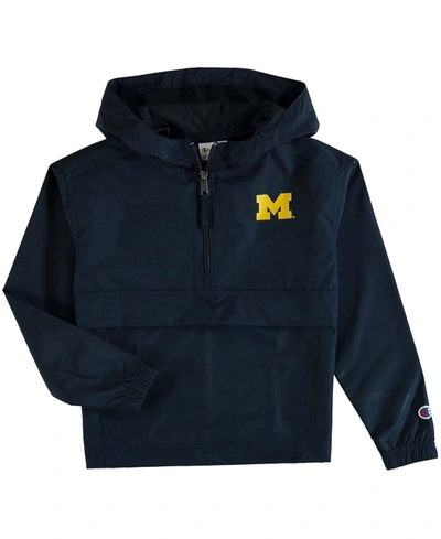 Champion Youth Navy Michigan Wolverines Pack And Go Quarter-zip Windbreaker Jacket